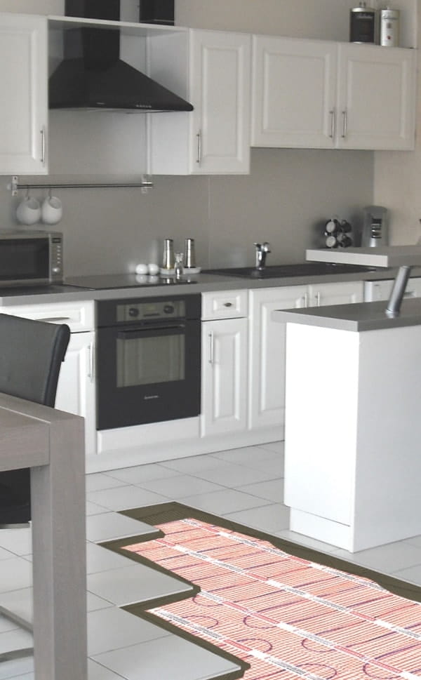 electric underfloor heating under kitchen tiles